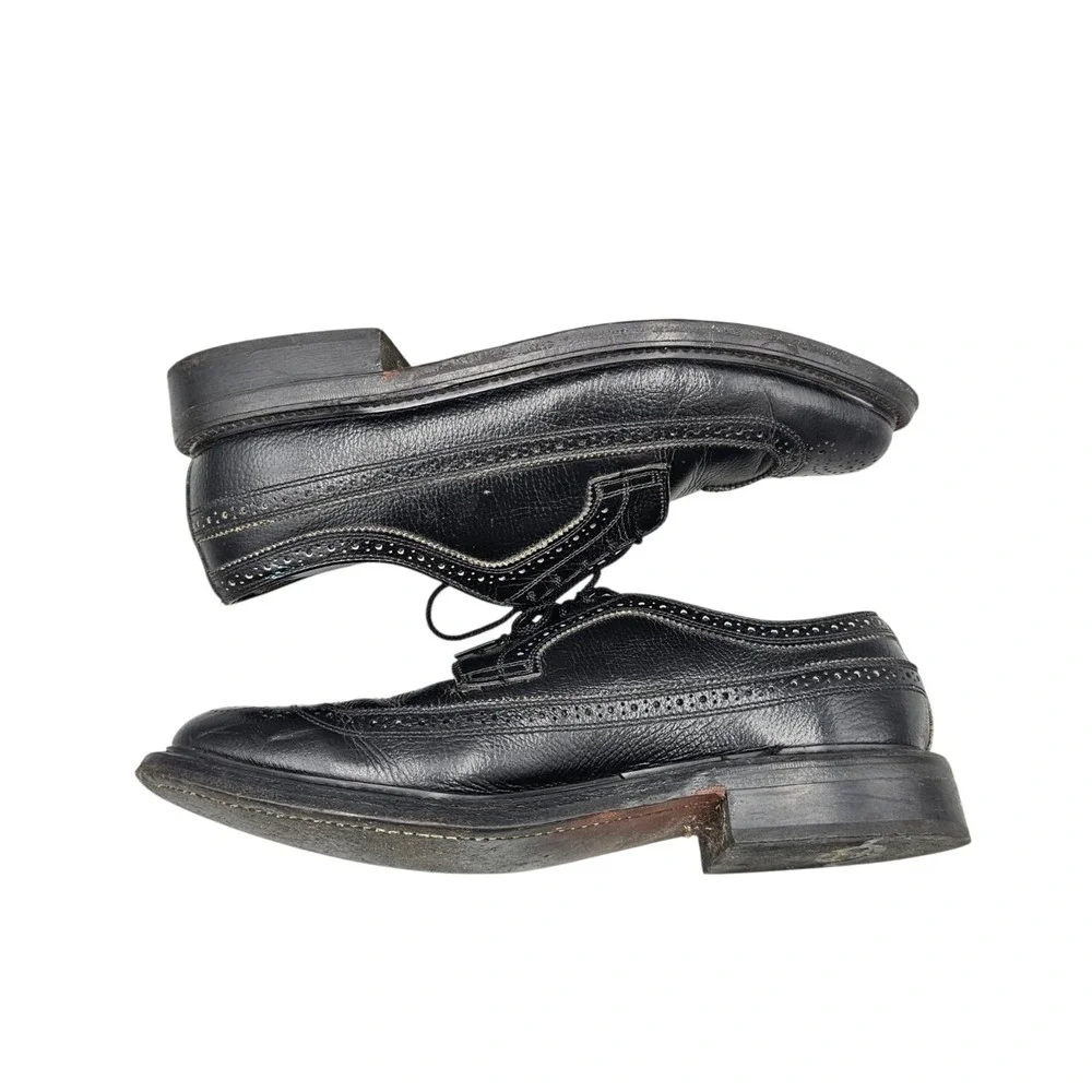 Dexter Men's Size 9 D VTG USA Black Pebbled Leather Longwing Gunboat Dress Shoes